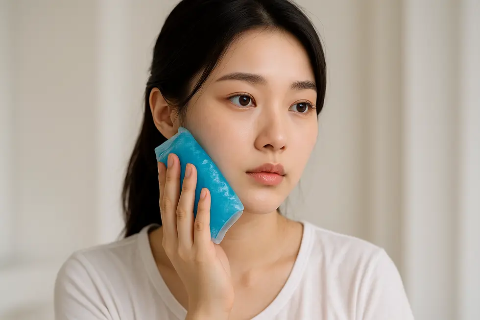 V-Olet 疗程后，冰敷是缓解肿胀和不适的关键。