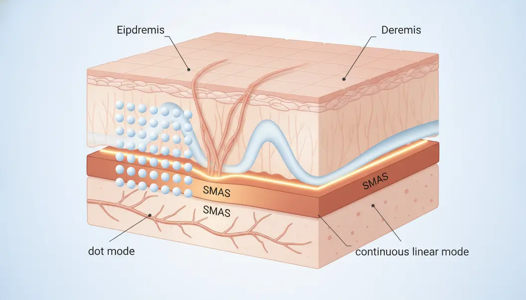 Linear Z uses dot and linear ultrasound modes to target deep skin layers effectively.