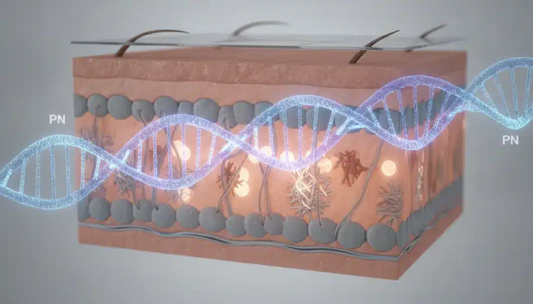 VITARAN 的 PN 成分能在真皮层建立 3D 支架，从根本重启肌肤修护力。