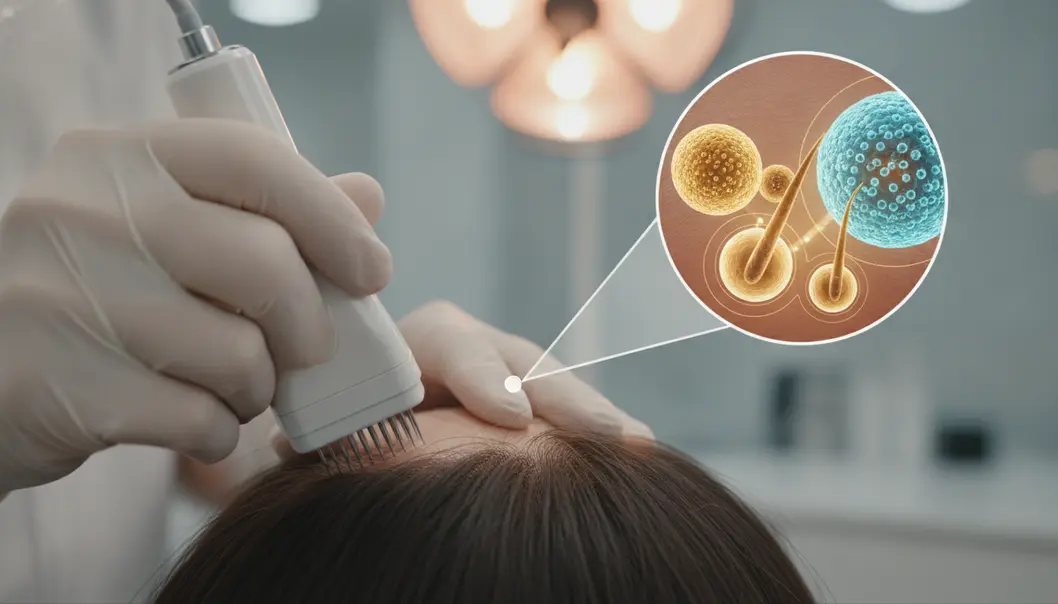 外泌体纳米囊泡渗透至真皮层毛囊,激活毛乳头细胞新生