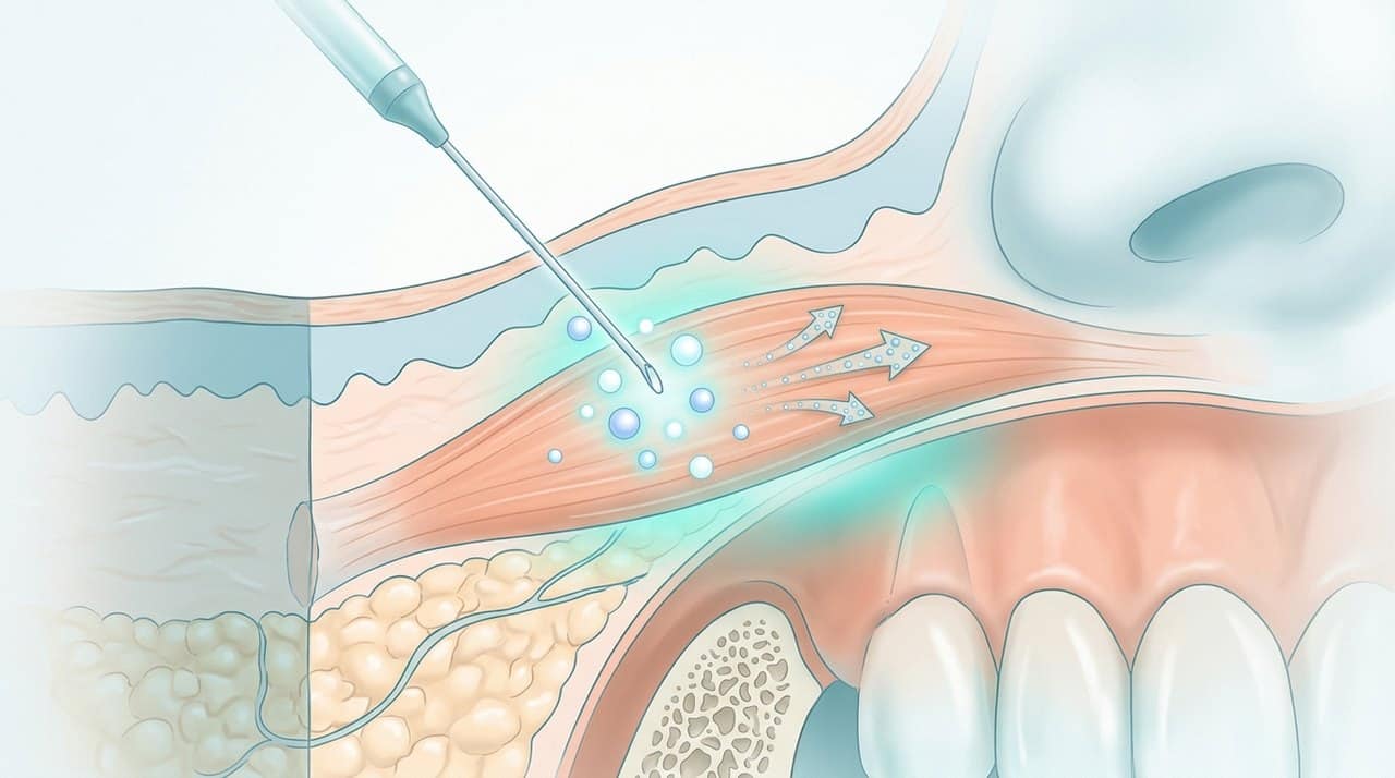 露龈笑瘦脸针 费用因素 治疗渗透深度、效果维持期与疼痛指数对比信息图