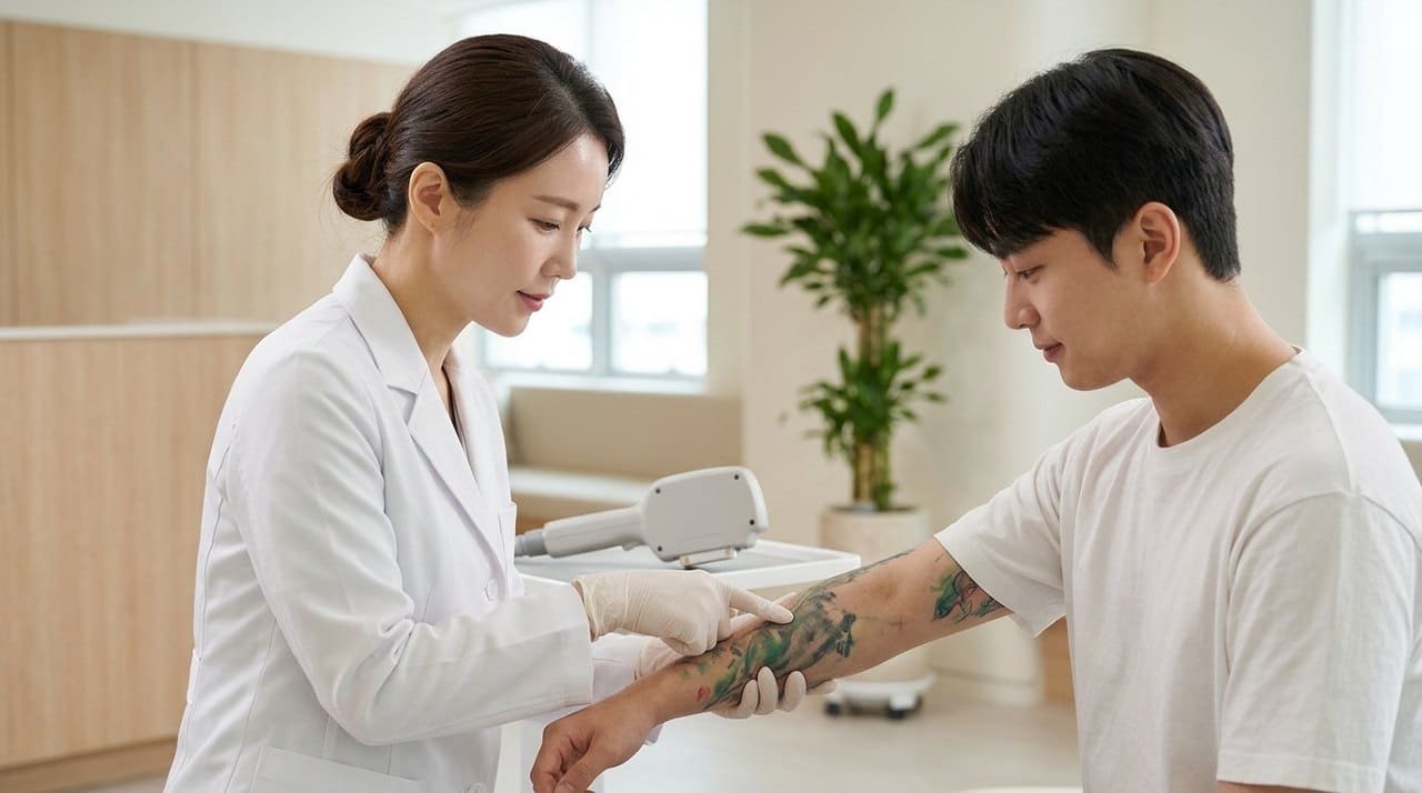 韩国激光洗纹身 韩国正规皮肤科专业医师一对一面诊与皮肤检测